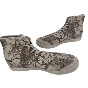 NOBULL Leather HIgh Top Sneakers White Forest Tree Print Size 12